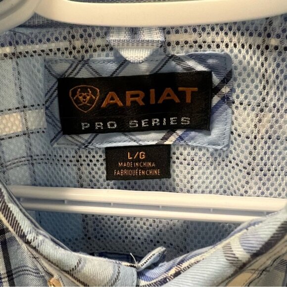 ARIAT Blue Checkered Dress Shirt Men's Size LARGE - Excellent condition - Picture 3 of 6
